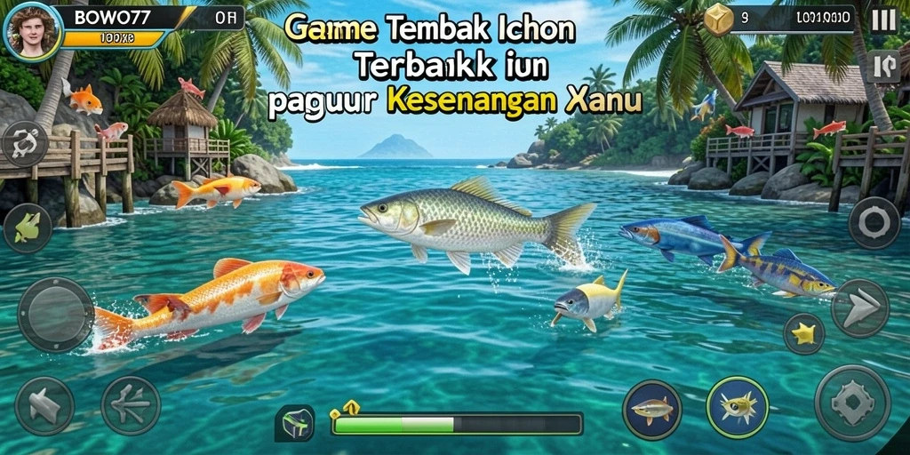 Screenshot gameplay BOWO77 yang seru saat menembak ikan.