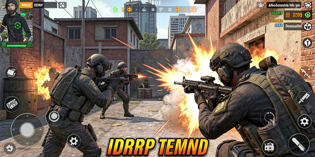 Tangkapan layar menampilkan aksi tembak-menembak intens di IDRRP.