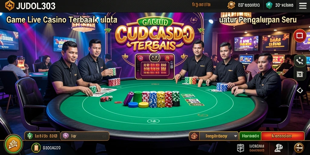 Tangkapan layar JUDOL303 menunjukkan dealer profesional dan suasana permainan Live Casino.