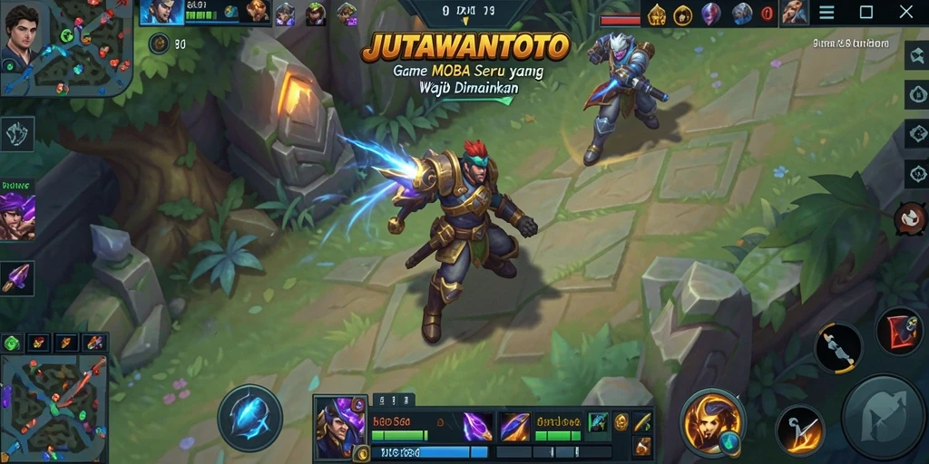 Tampilan gameplay MOBA yang penuh aksi di JUTAWANTOTO.