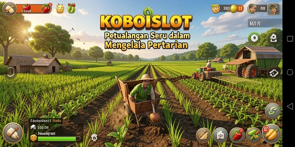 Tampilan menarik dari gameplay KOBOISLOT dengan suasana pertanian yang cerah.