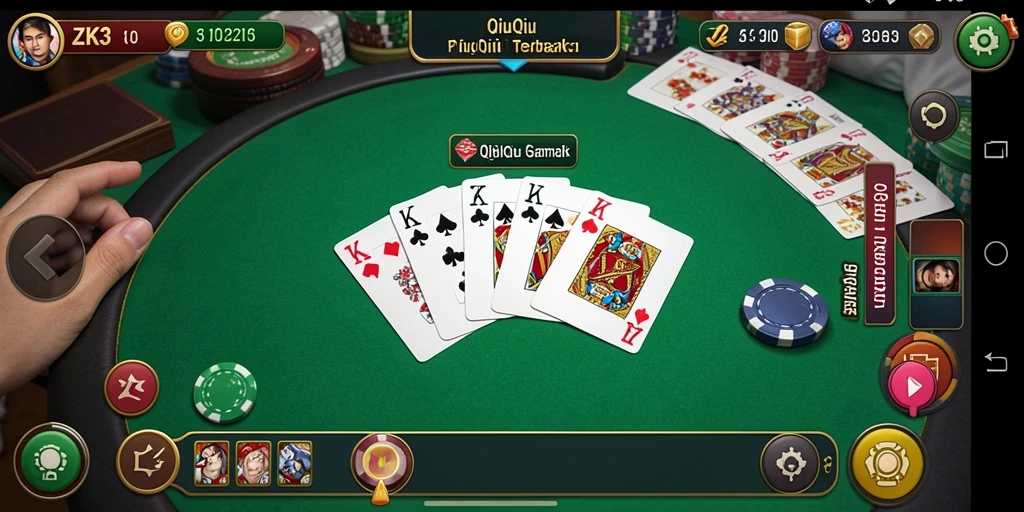 Tampilan menarik dari gameplay QiuQiu ZK3 yang seru.